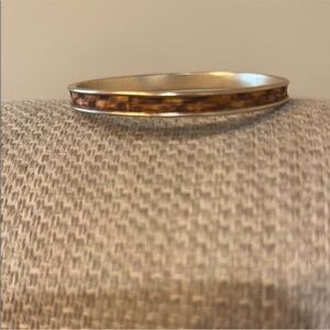 Elegant Wood/Cork Inlay Bangle Bracelet